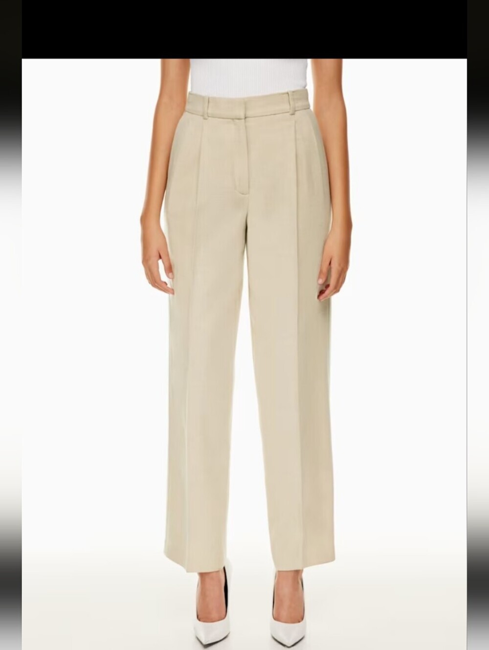 Aritizia Babaton Women’s 12 Beige Wool High Waisted Trouser Dress Pants Pleated